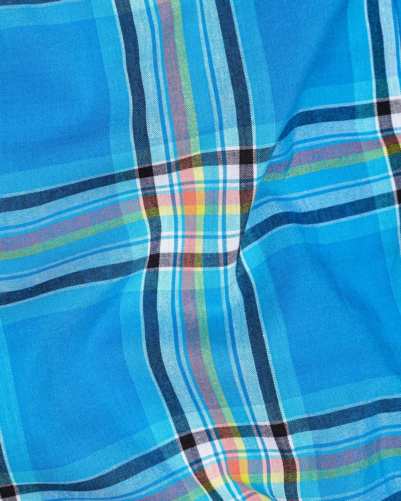 Lochmara Blue Plaid Premium Cotton Shirt 2