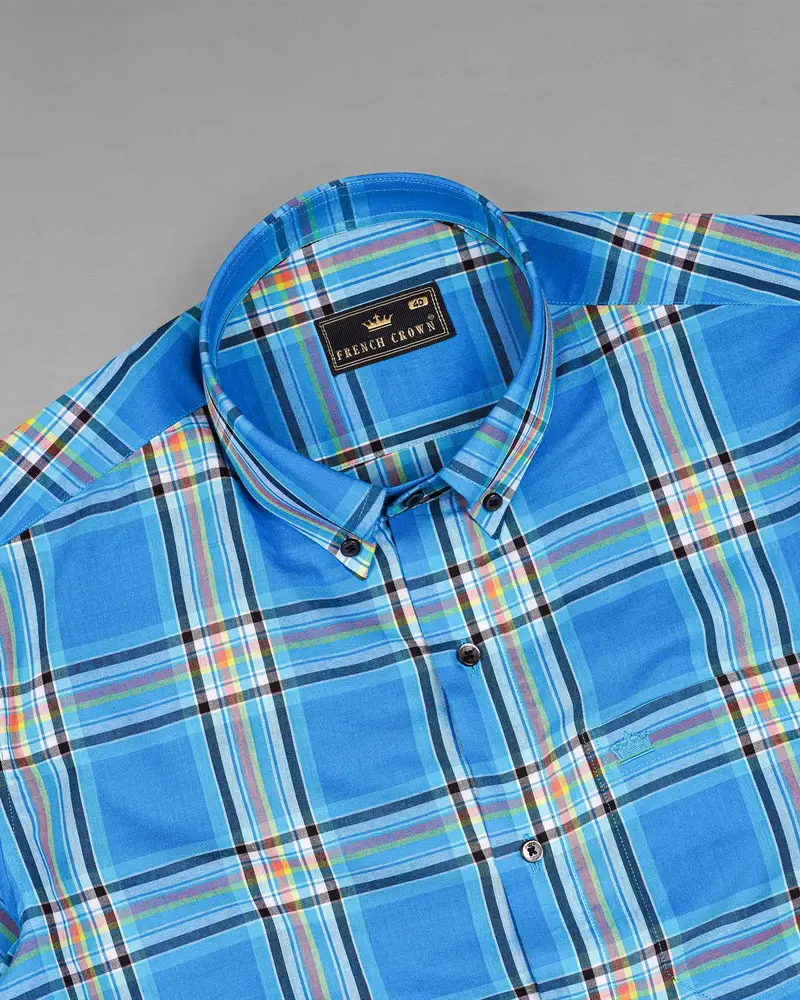 Lochmara Blue Plaid Premium Cotton Shirt 4