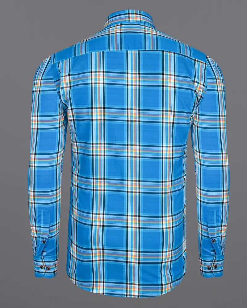 Lochmara Blue Plaid Premium Cotton Shirt 6