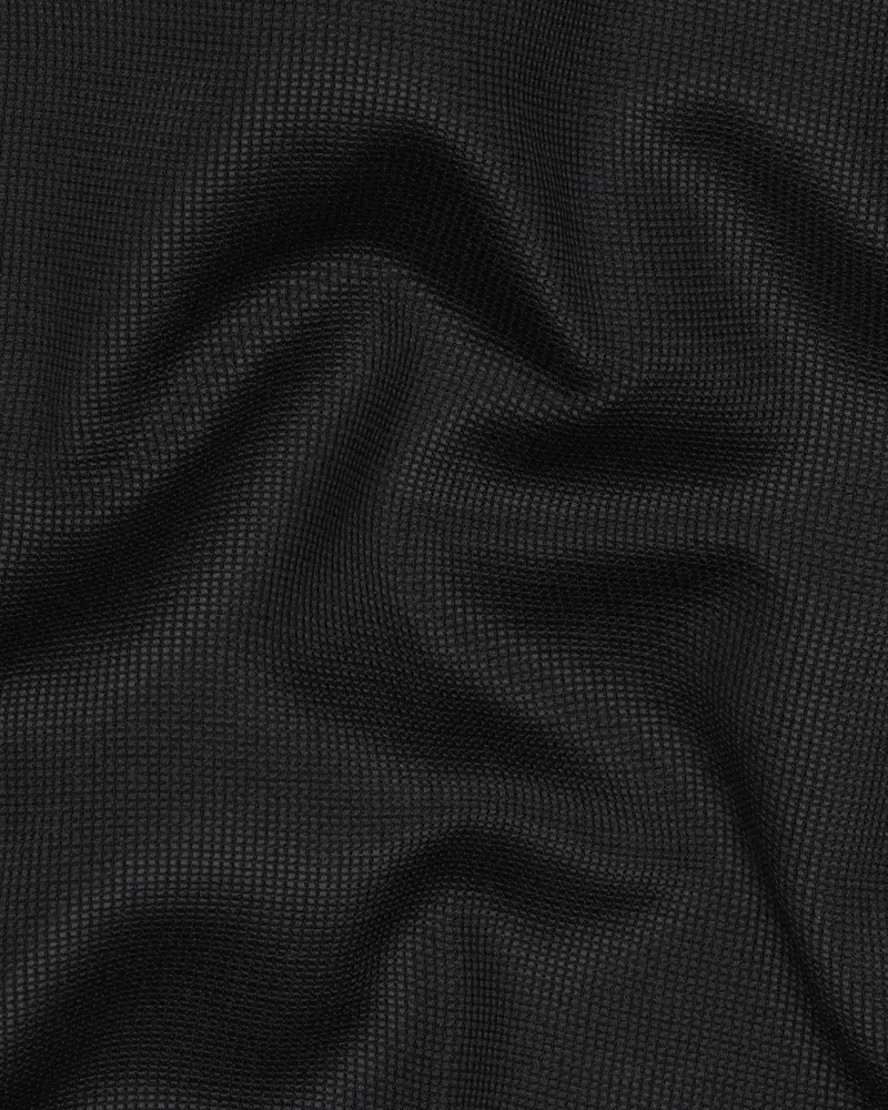 Log Cabin Black Cross Placket Wool Rich Bandhgala Blazer 3