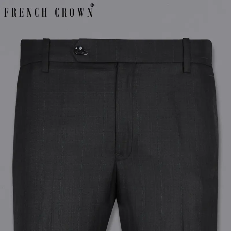 Log Cabin Black Subtle Plaid Wool Rich Pant 1