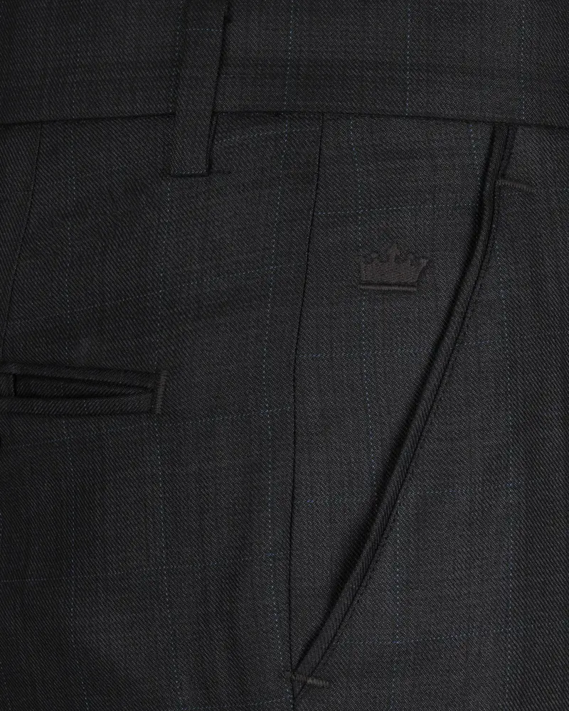 Log Cabin Black Subtle Plaid Wool Rich Pant 5