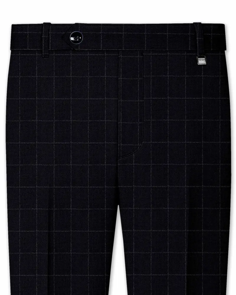 Log Cabin Black Super Fine  Windowpane Wool Rich Pant 1