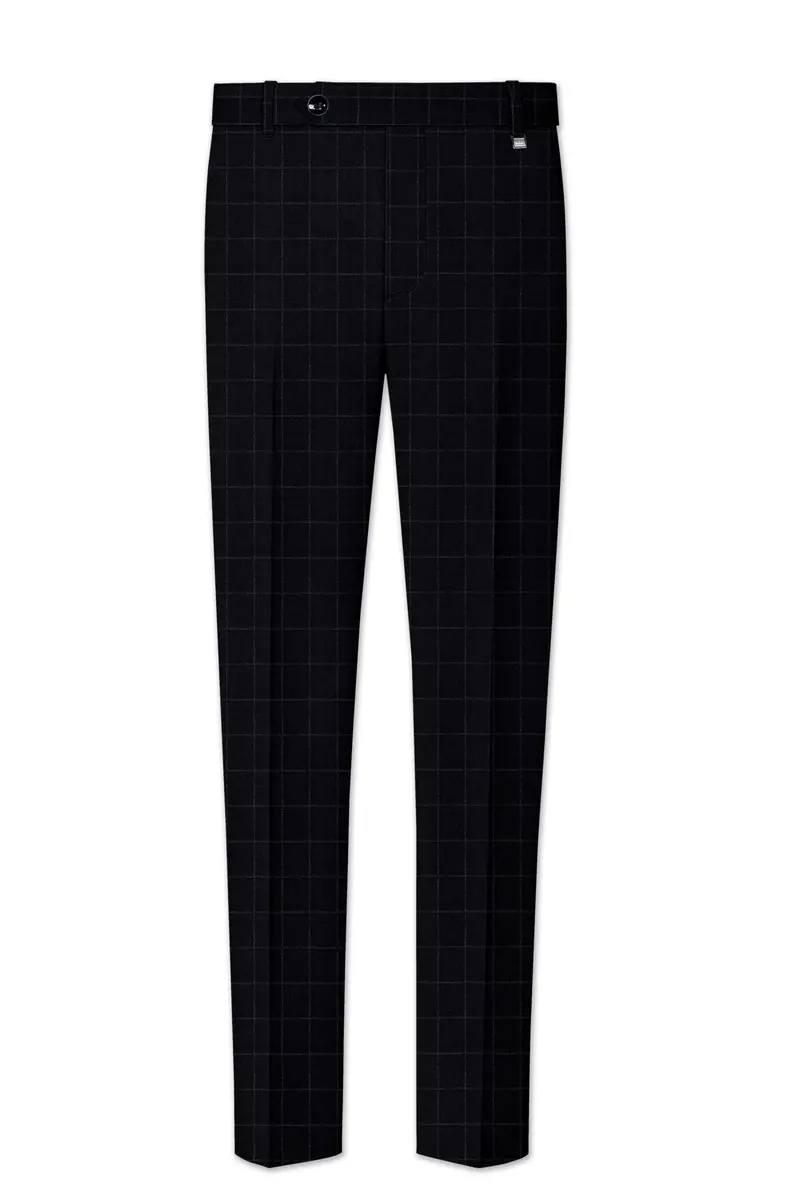Log Cabin Black Super Fine Windowpane Wool Rich Pant 2