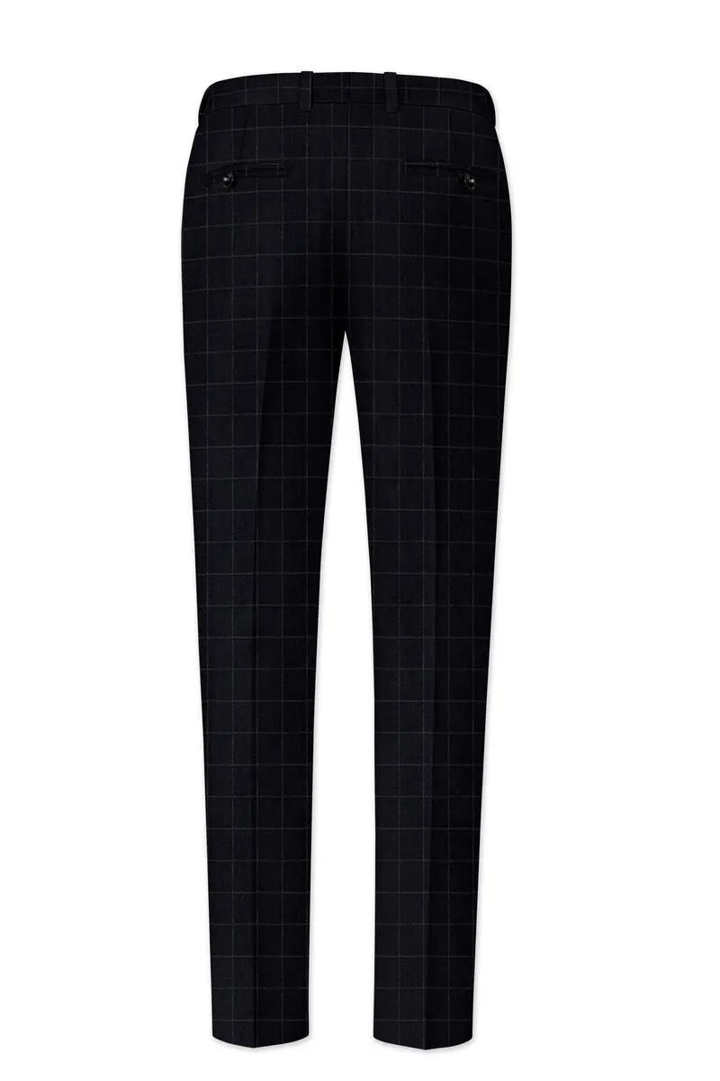 Log Cabin Black Super Fine Windowpane Wool Rich Pant 5