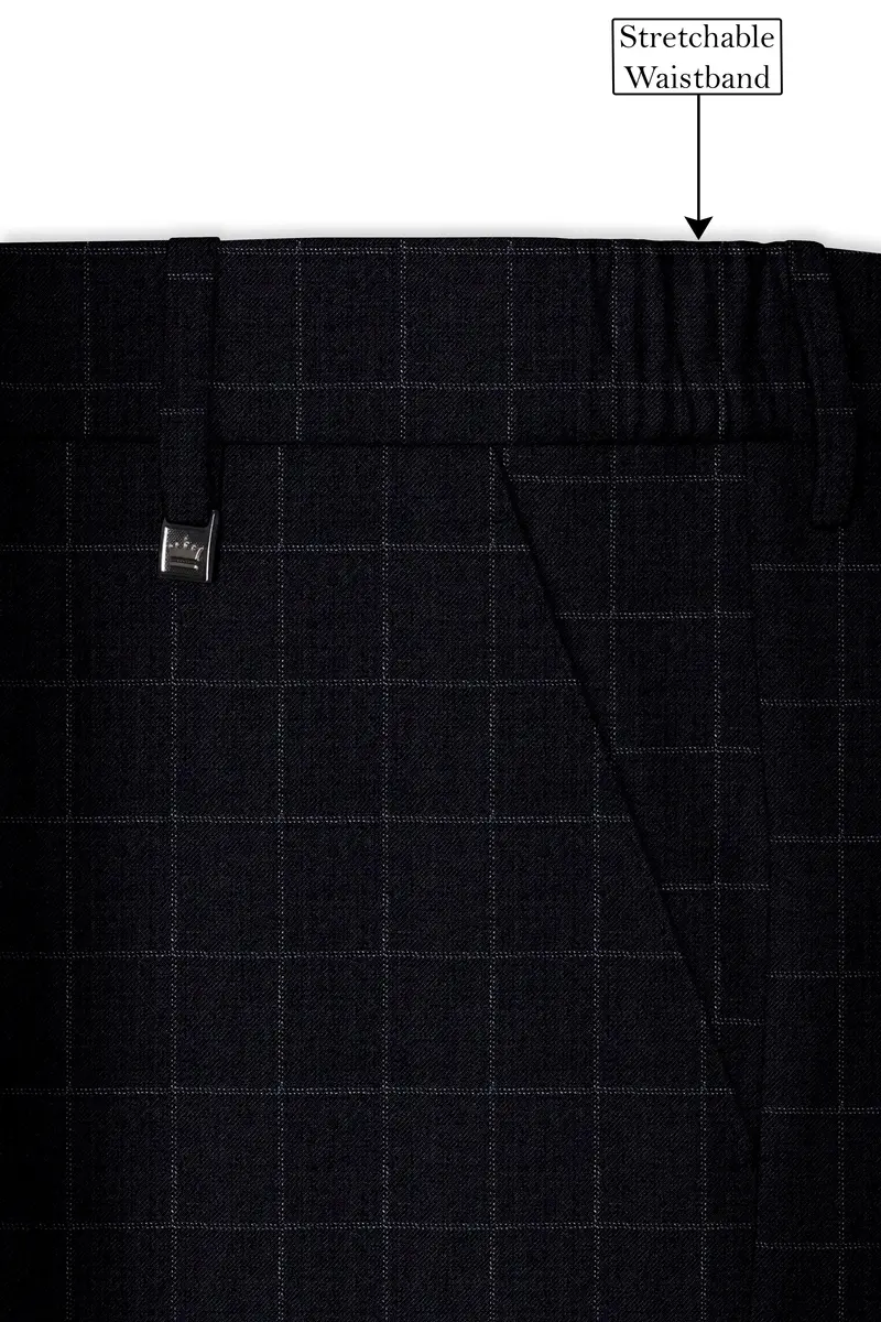 Log Cabin Black Super Fine Windowpane Wool Rich Pant 6