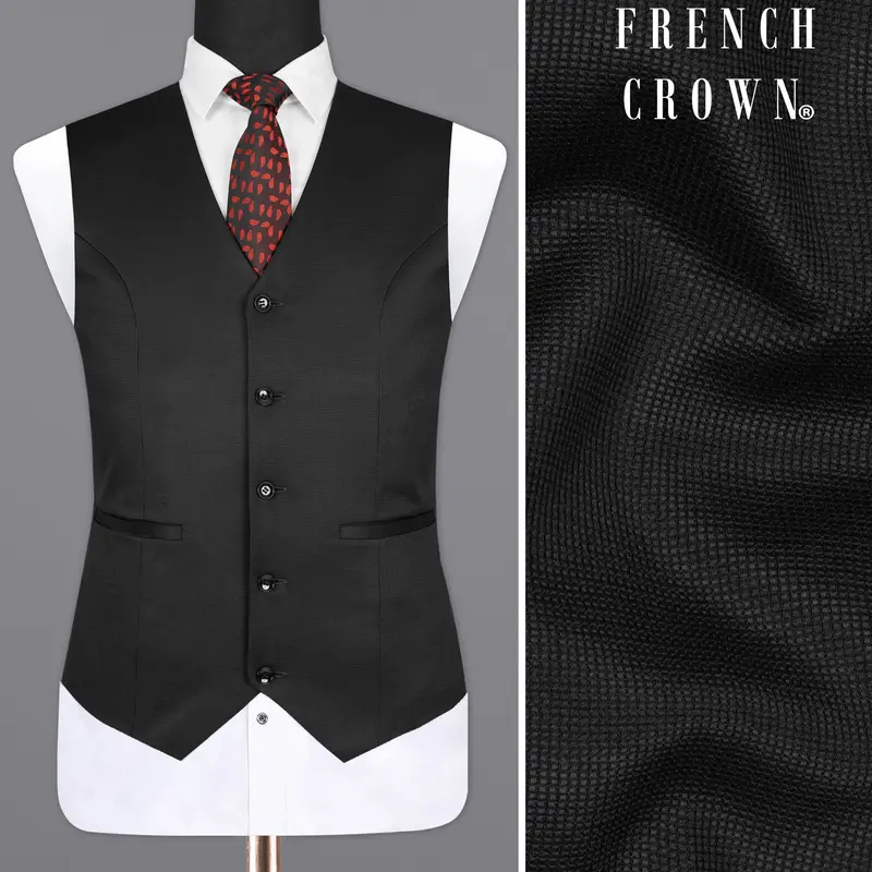 Log Cabin Black Wool Rich Waistcoat 1