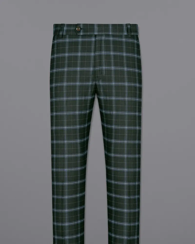 Log Cabin Green Super Fine Windowpane Wool Rich Pant 4
