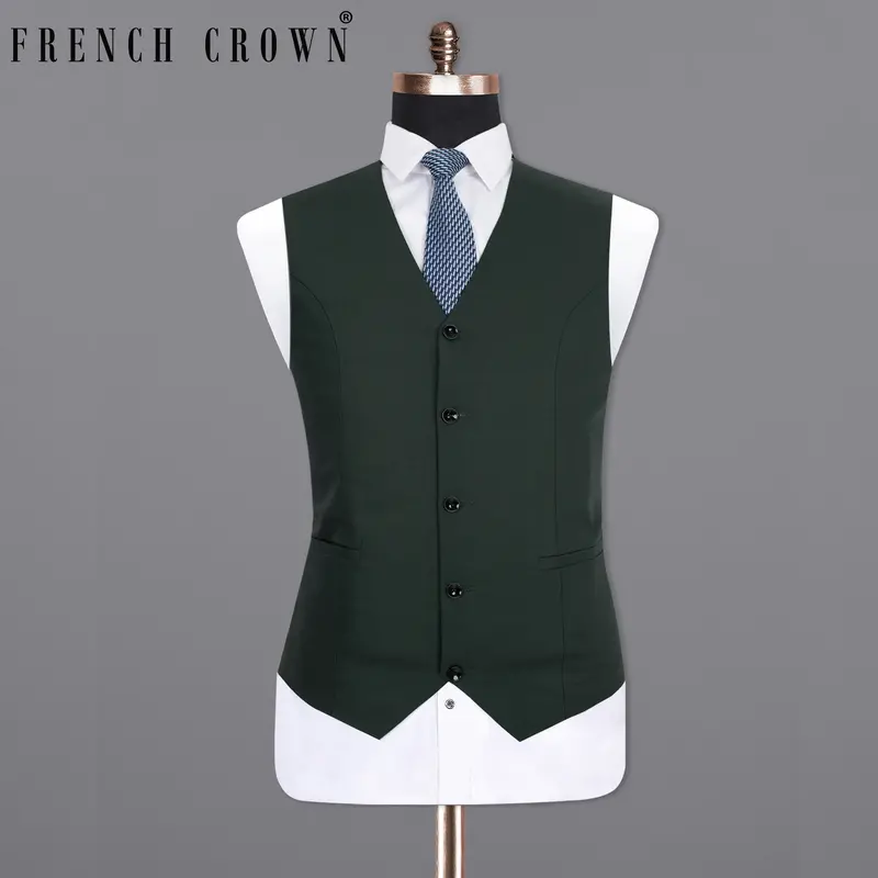 Log Cabin Green  Wool Rich  Waistcoat 1