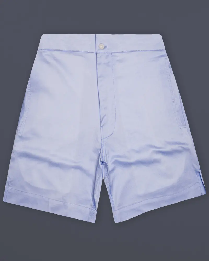 Logan Blue Solid Twill Super Soft Premium Cotton Shorts 1