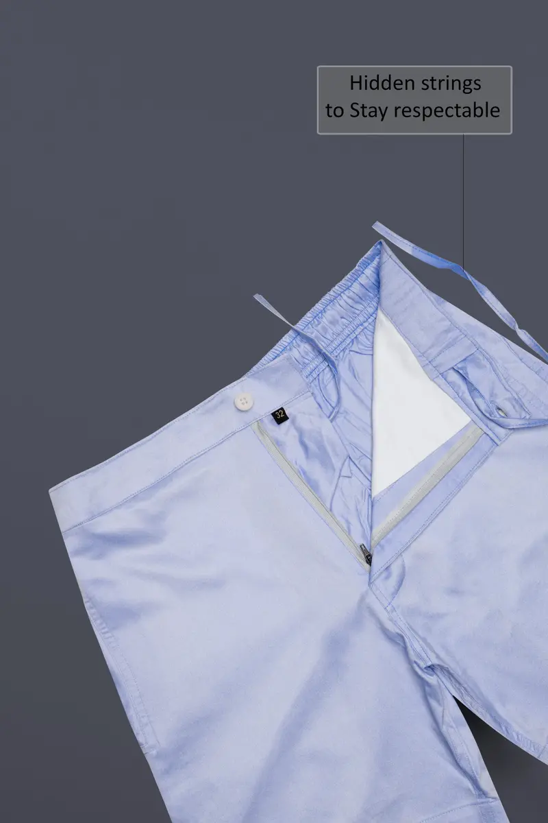 Logan Blue Solid Twill Super Soft Premium Cotton Shorts 4