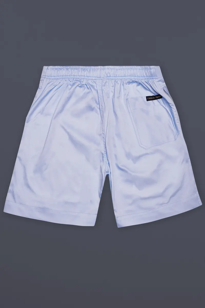 Logan Blue Solid Twill Super Soft Premium Cotton Shorts 5