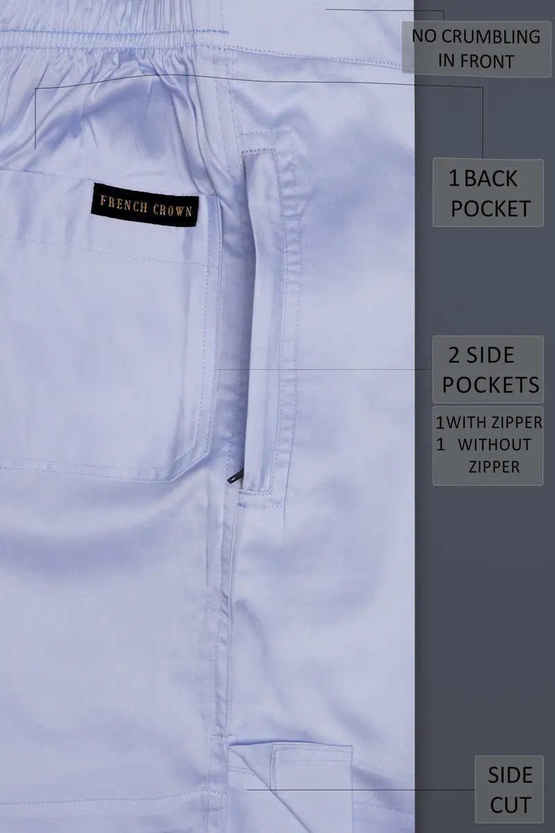 Logan Blue Solid Twill Super Soft Premium Cotton Shorts 6