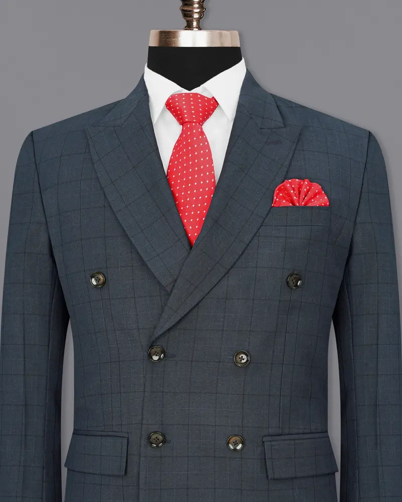 Lridium With Mirage Plaid Windowpane Double Breasted Blazer 2