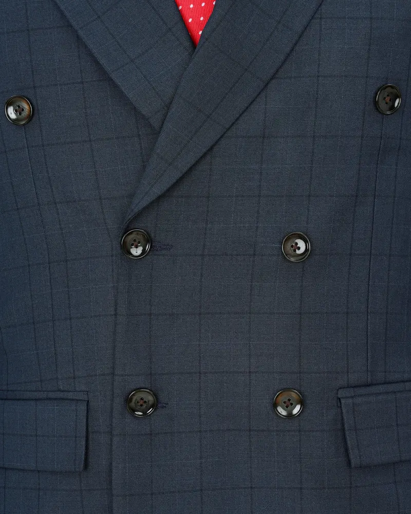 Lridium With Mirage Plaid Windowpane Double Breasted Blazer 4