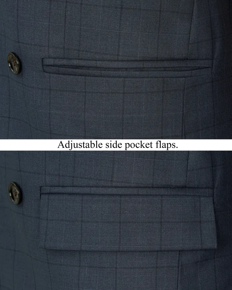 Lridium With Mirage Plaid Windowpane Double Breasted Blazer 5