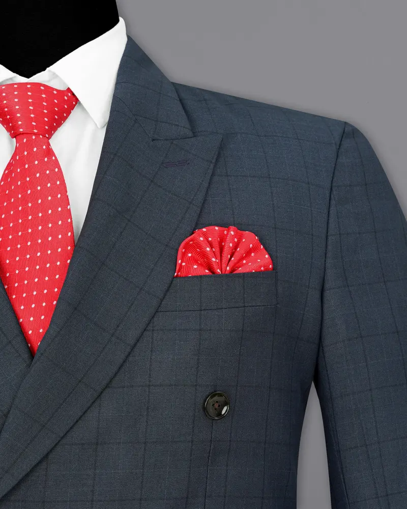 Lridium With Mirage Plaid Windowpane Double Breasted Blazer 6