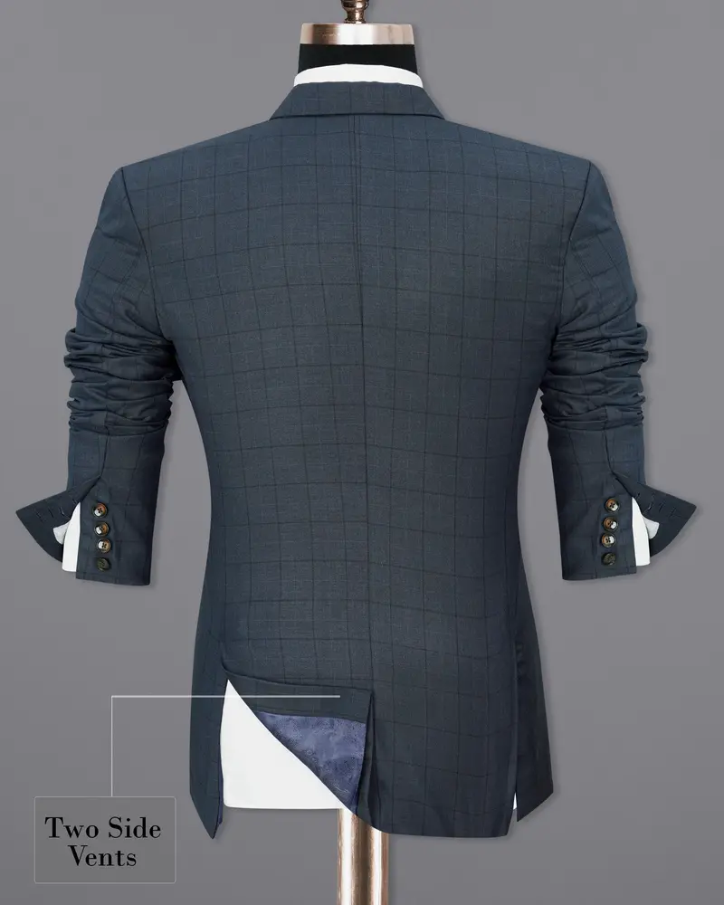 Lridium With Mirage Plaid Windowpane Double Breasted Blazer 9
