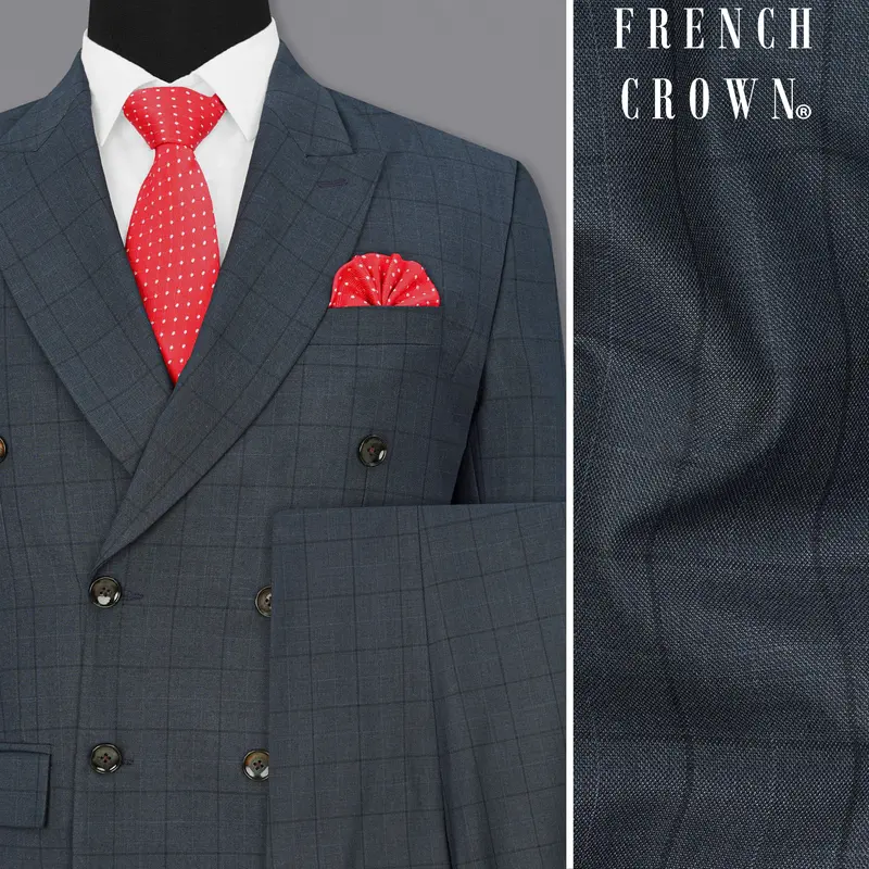 Lridium With Mirage Plaid Windowpane Double Breasted Suit 1