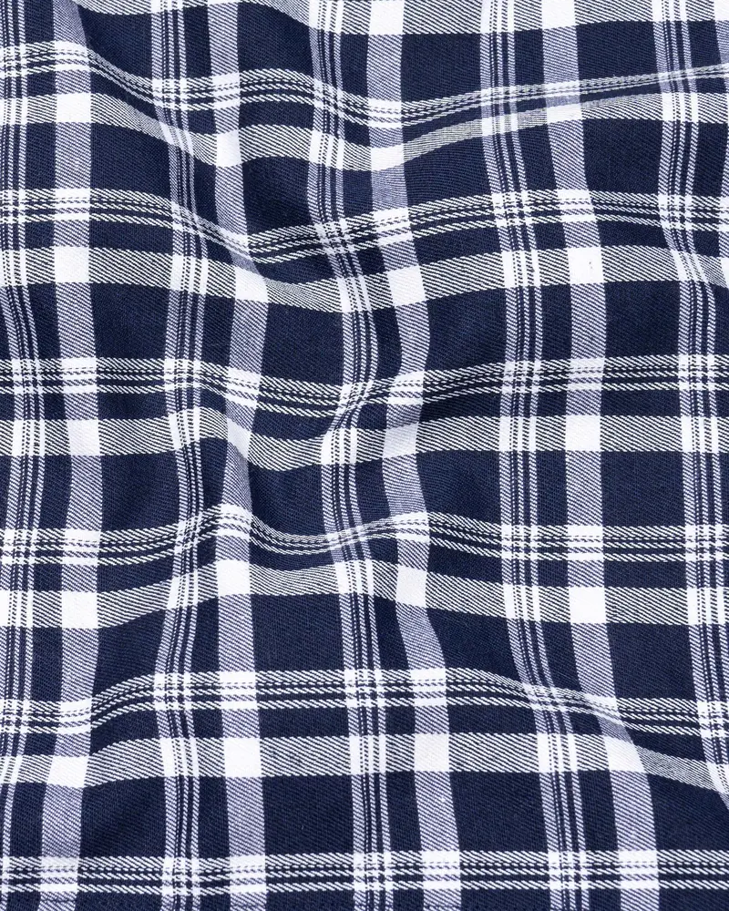 Lucky Point Blue Twill Plaid Premium Cotton Shirt 2