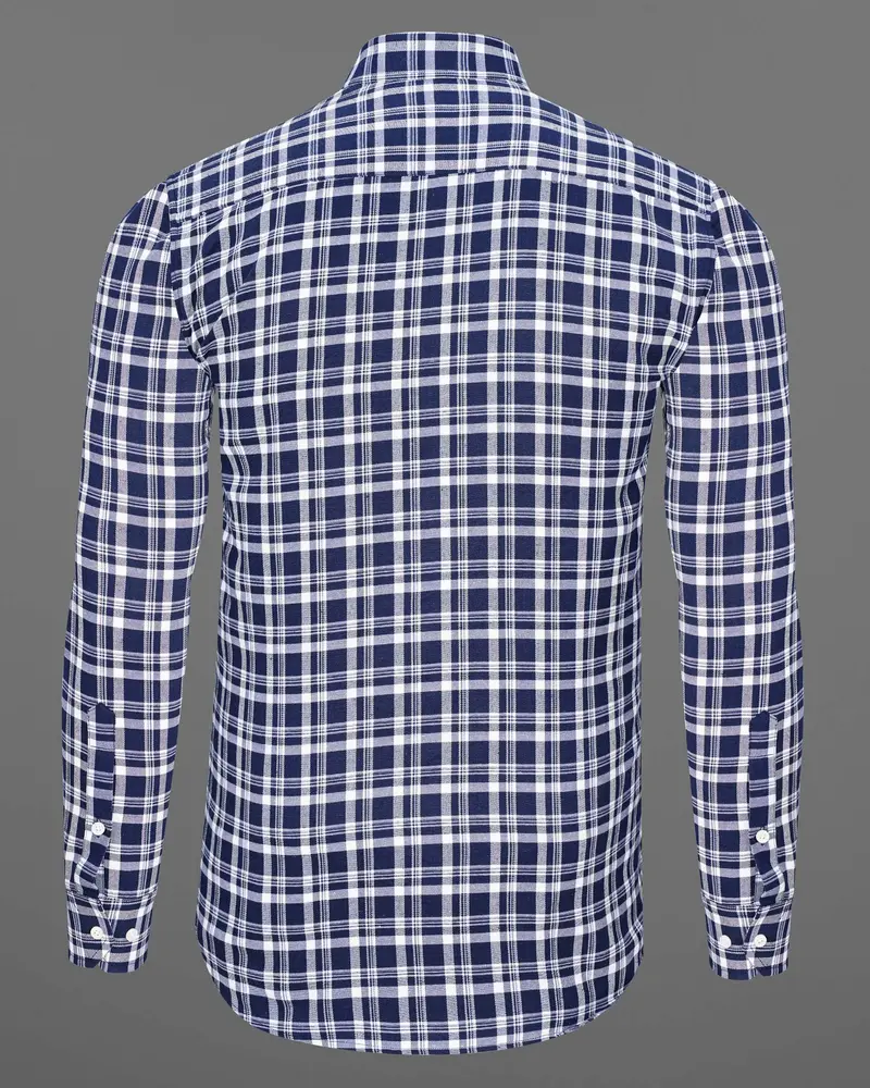 Lucky Point Blue Twill Plaid Premium Cotton Shirt 6