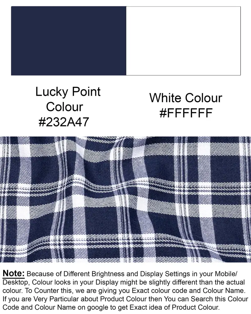Lucky Point Blue Twill Plaid Premium Cotton Shirt 8