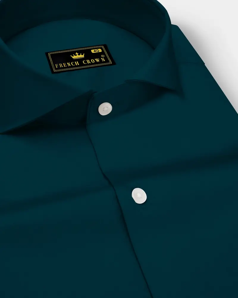 Luminor-Firefly Blue Subtle Sheen Super Soft Premium Cotton Cut Away Collar Dress Shirt 1