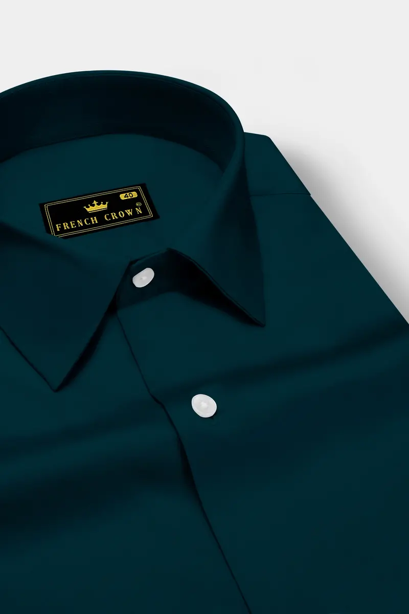 Luminor-Firefly Blue Subtle Sheen Super Soft Premium Cotton Dress Shirt 2