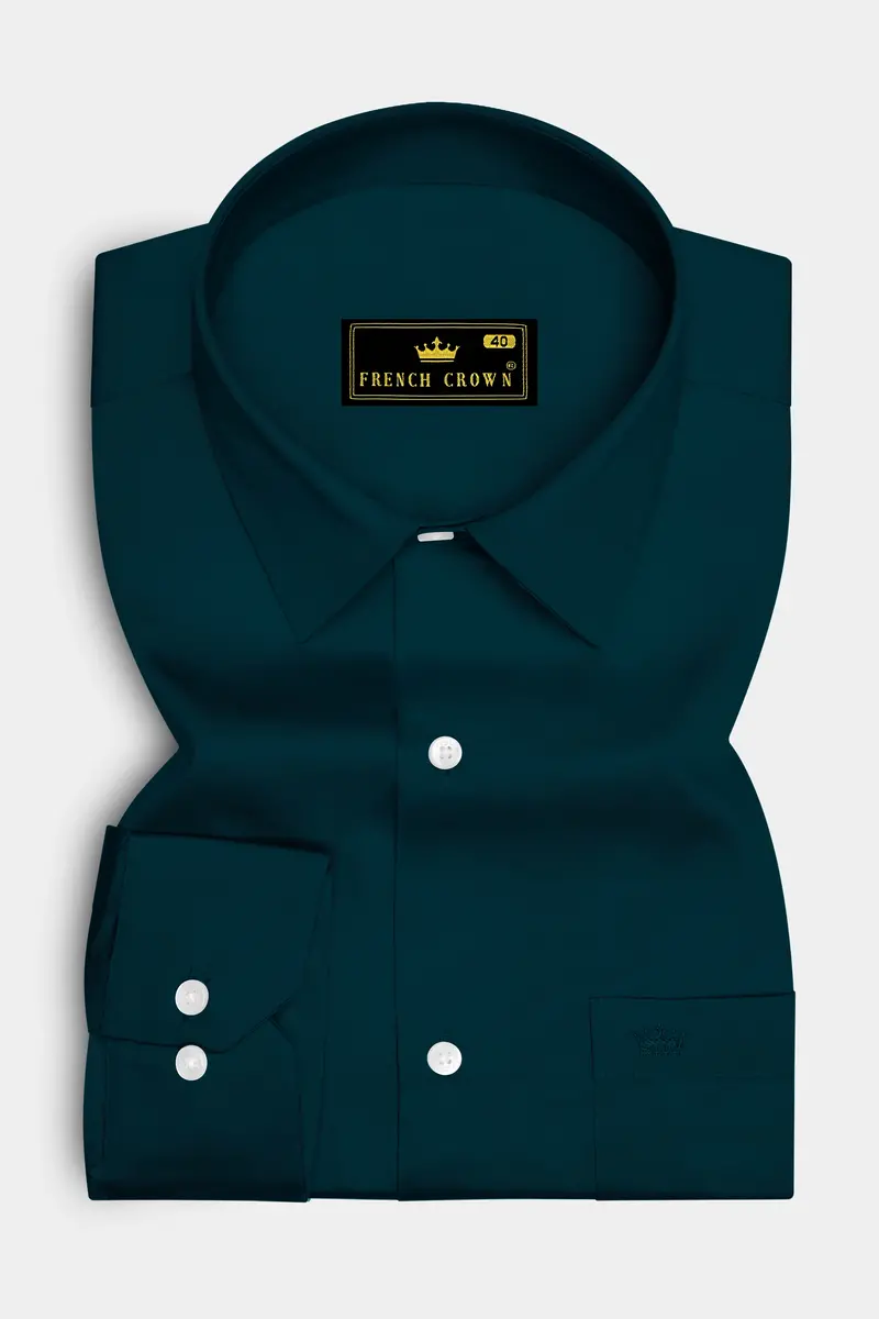 Luminor-Firefly Blue Subtle Sheen Super Soft Premium Cotton Dress Shirt 4