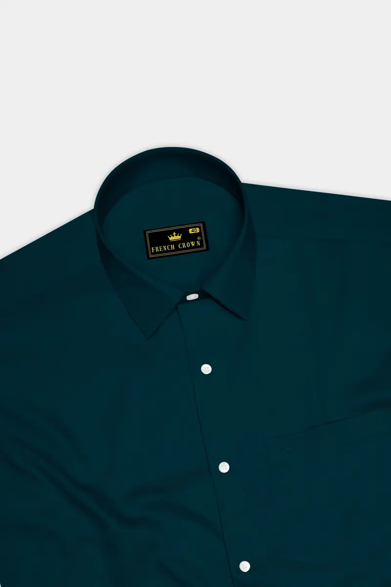 Luminor-Firefly Blue Subtle Sheen Super Soft Premium Cotton Dress Shirt 5