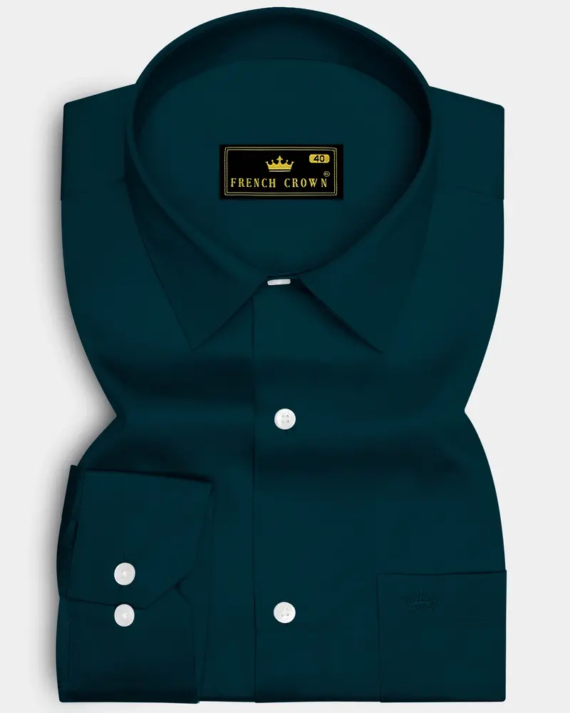 Luminor-Firefly Blue Subtle Sheen Super Soft Premium Cotton Dress Shirt 6