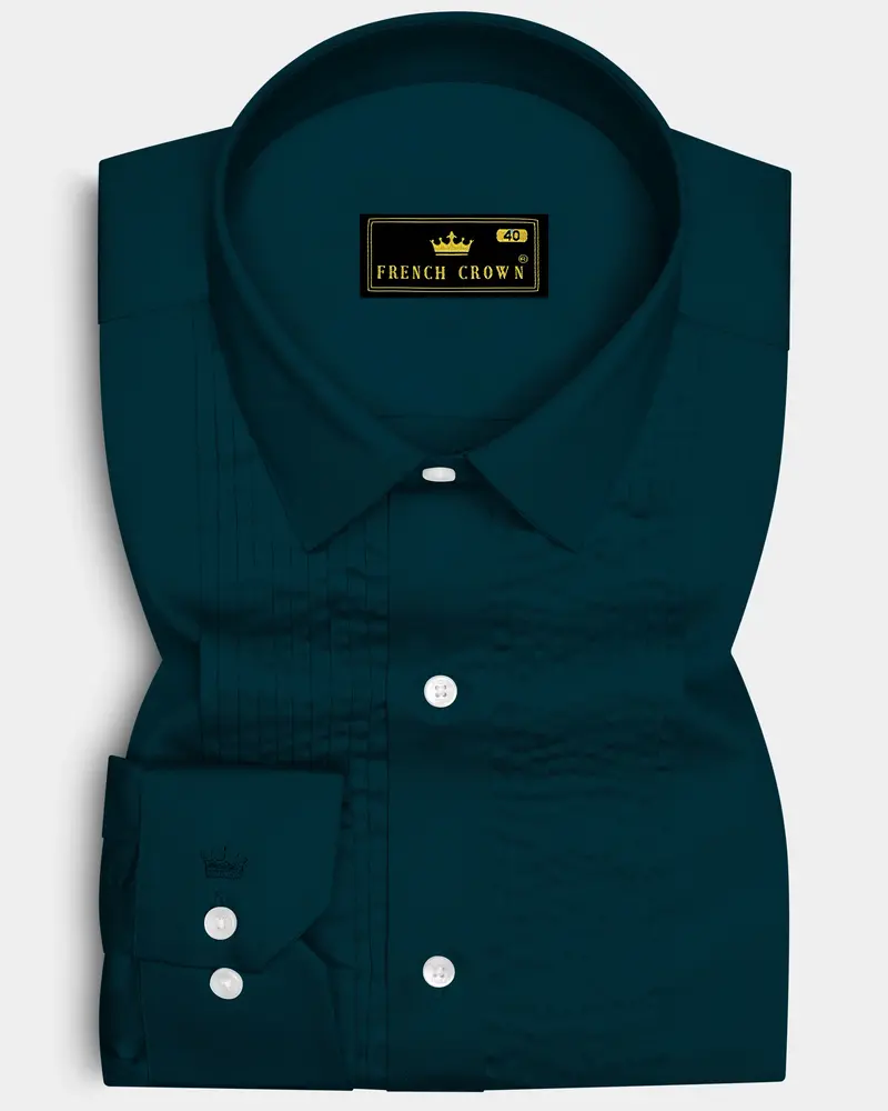Luminor-Firefly Blue Subtle Sheen Super Soft Premium Cotton Tuxedo Dress Shirt 1