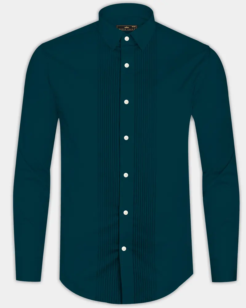 Luminor-Firefly Blue Subtle Sheen Super Soft Premium Cotton Tuxedo Dress Shirt 8
