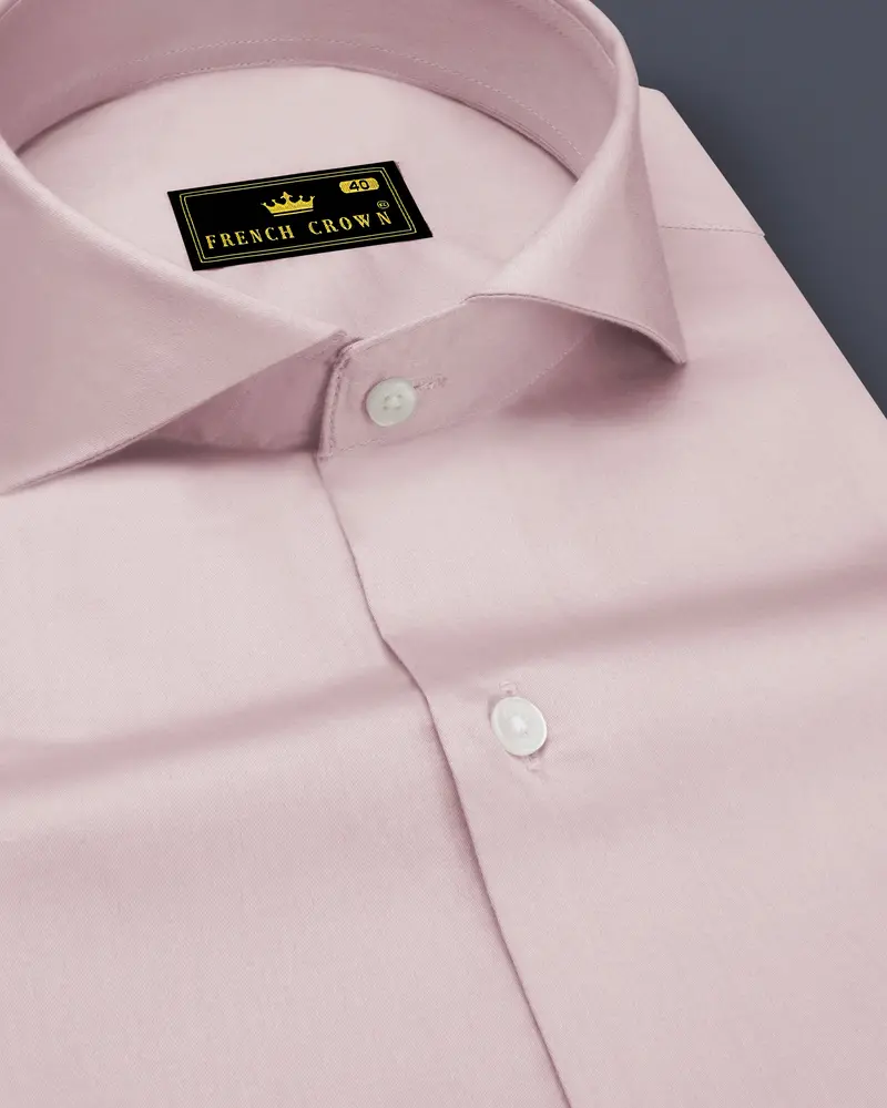 Lumivon-Silver Cream Subtle Sheen Super Soft Premium Cotton Cut Away Collar Dress Shirt 1