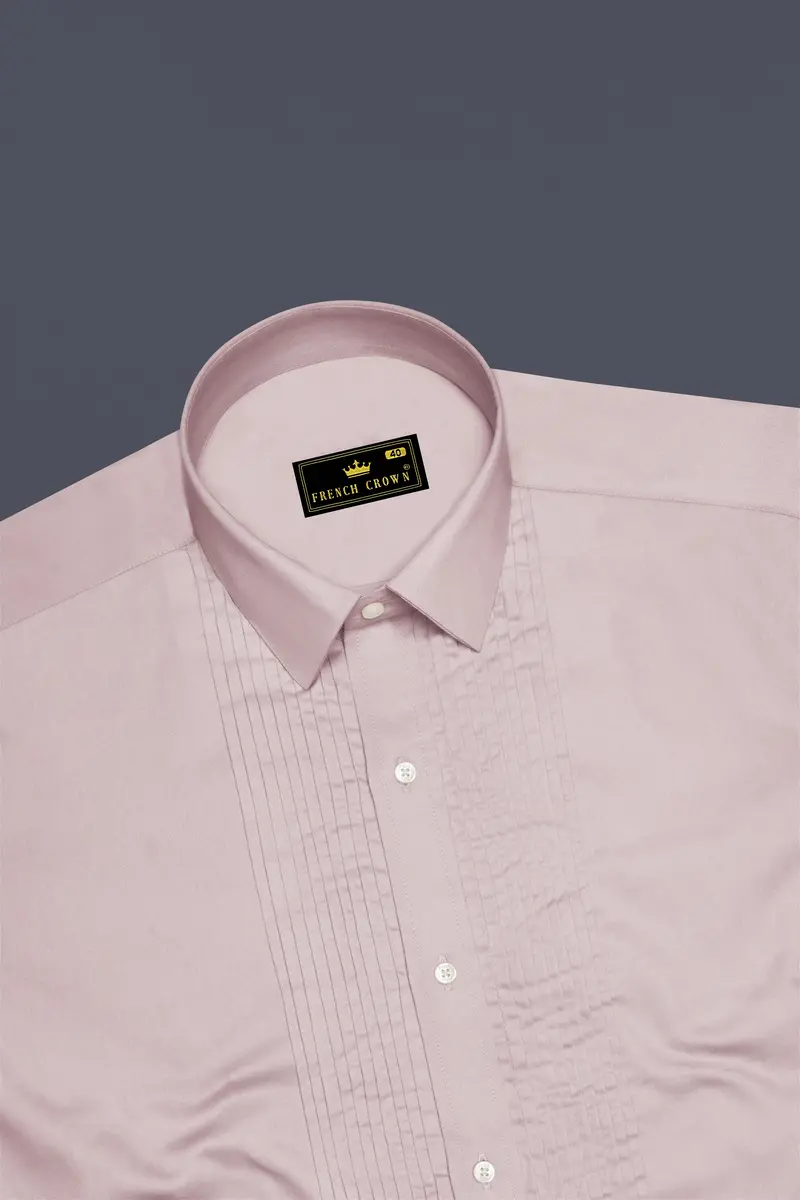 Lumivon-Silver Cream Subtle Sheen Super Soft Premium Cotton Tuxedo Dress Shirt 5