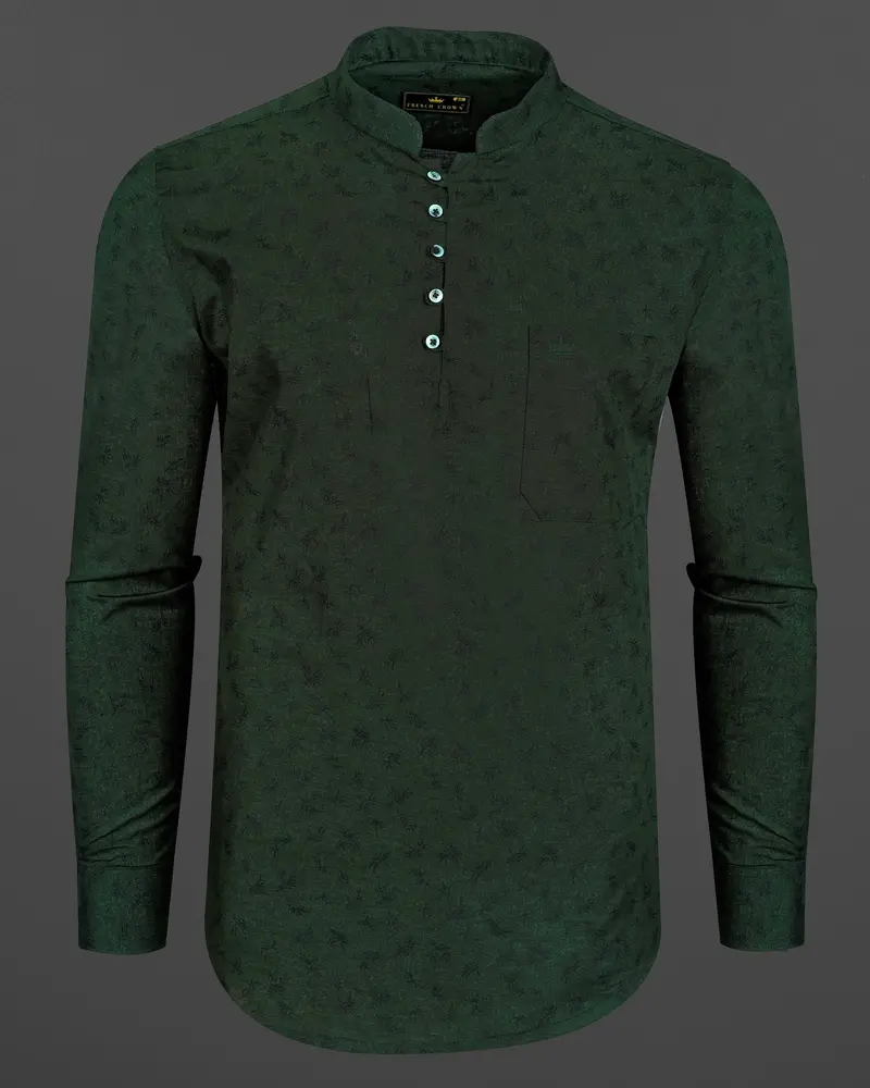 Lunar Green And Black Two Tone Luxurious Linen Kurta Shirt 6