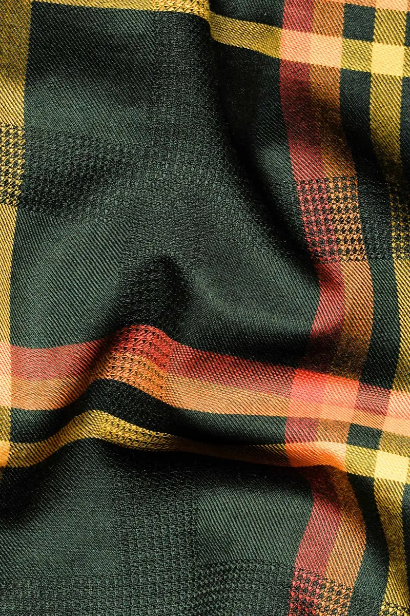 Lunar Green And Naples Yellow Plaid Dobby Textured Premium Giza Cotton Shirt 2
