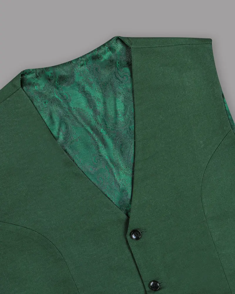 Lunar Green Luxurious Linen Waistcoat 4