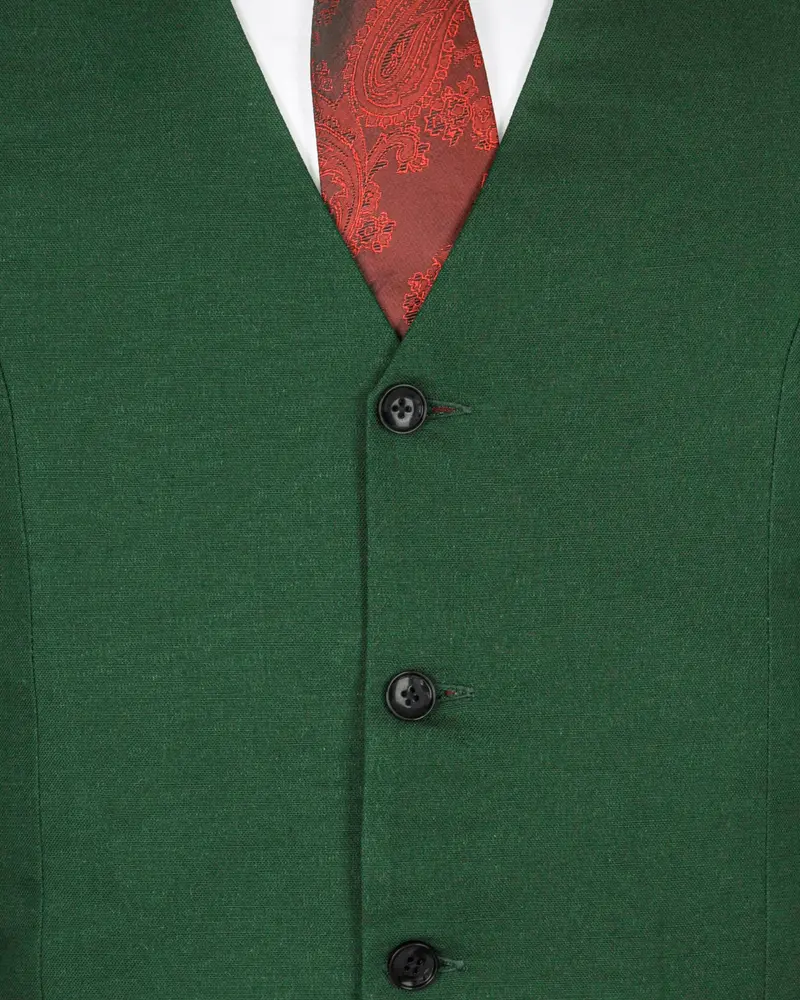Lunar Green Luxurious Linen Waistcoat 5