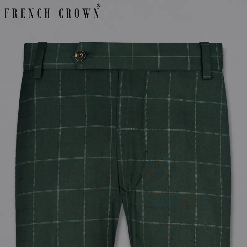 Lunar Green Super Fine Windowpane Woolrich Pant 1