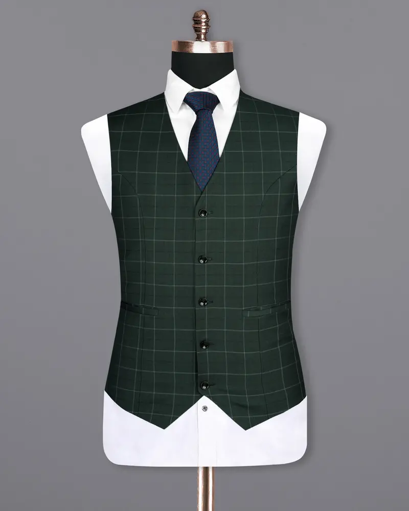 Lunar Green Super Fine Windowpane Woolrich Waistcoat 2