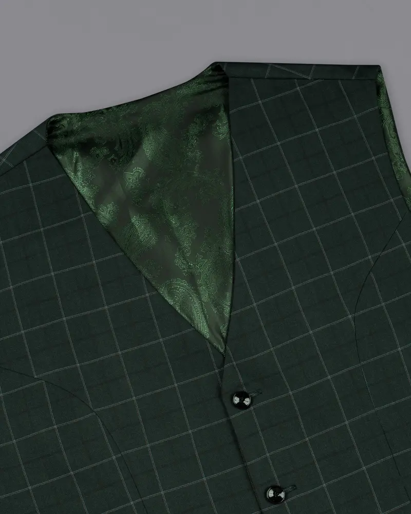 Lunar Green Super Fine Windowpane Woolrich Waistcoat 4