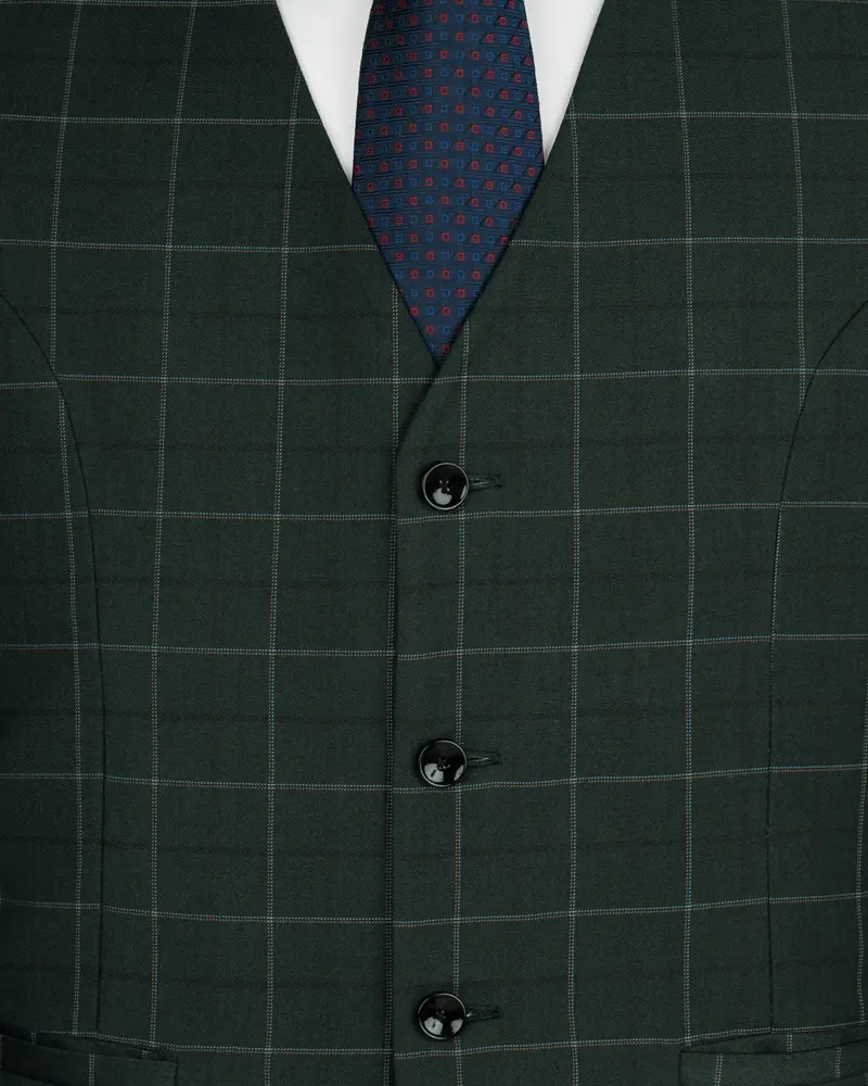 Lunar Green Super Fine Windowpane Woolrich Waistcoat 5