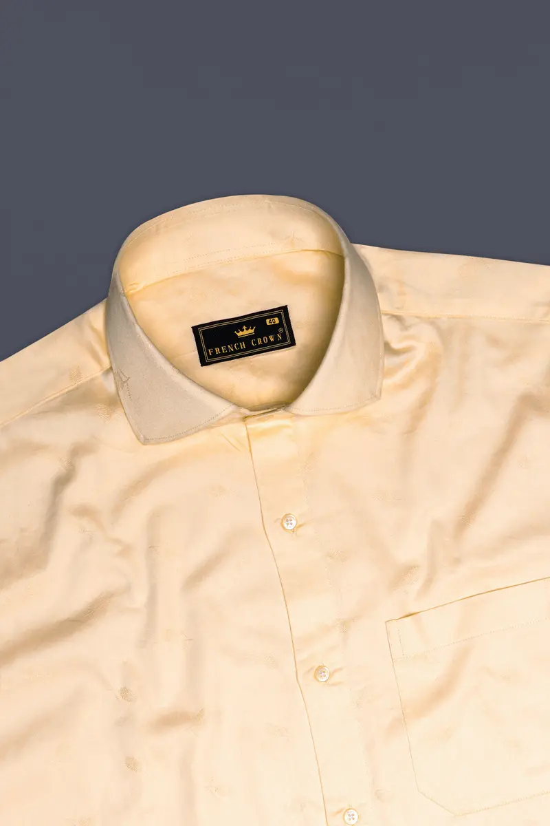 Lustiva-Pavlova Cream Jacquard Textured Premium Cotton Dress Shirt 5