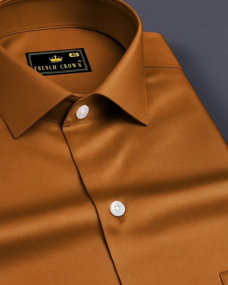 Lustran-Sienna Brown Subtle Sheen Super Soft Premium Cotton Dress Shirt 1