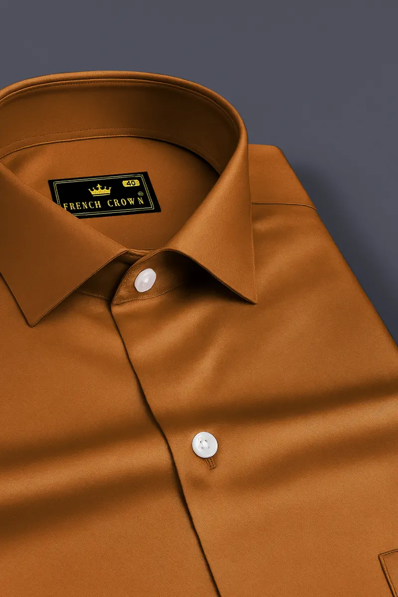 Lustran-Sienna Brown Subtle Sheen Super Soft Premium Cotton Dress Shirt 2