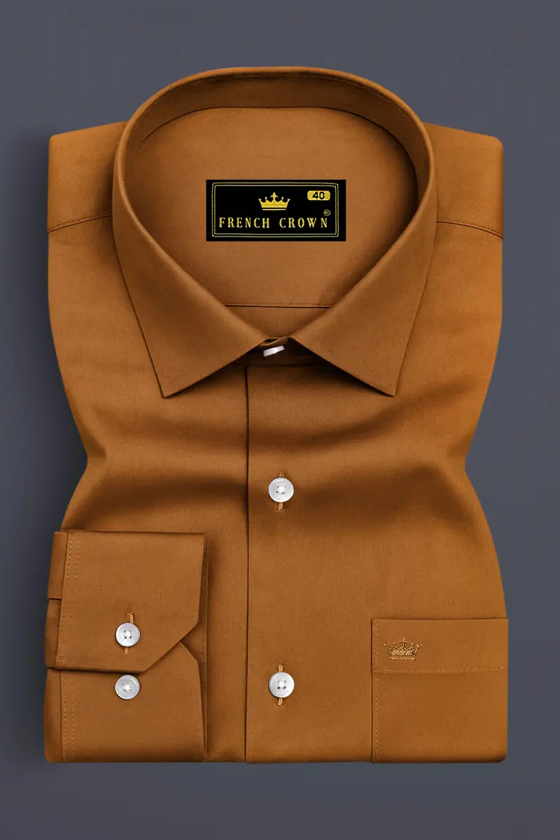 Lustran-Sienna Brown Subtle Sheen Super Soft Premium Cotton Dress Shirt 4