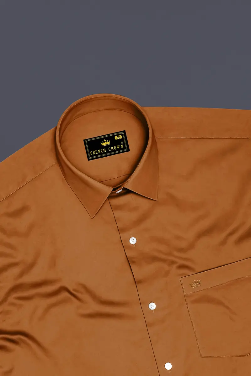Lustran-Sienna Brown Subtle Sheen Super Soft Premium Cotton Dress Shirt 5