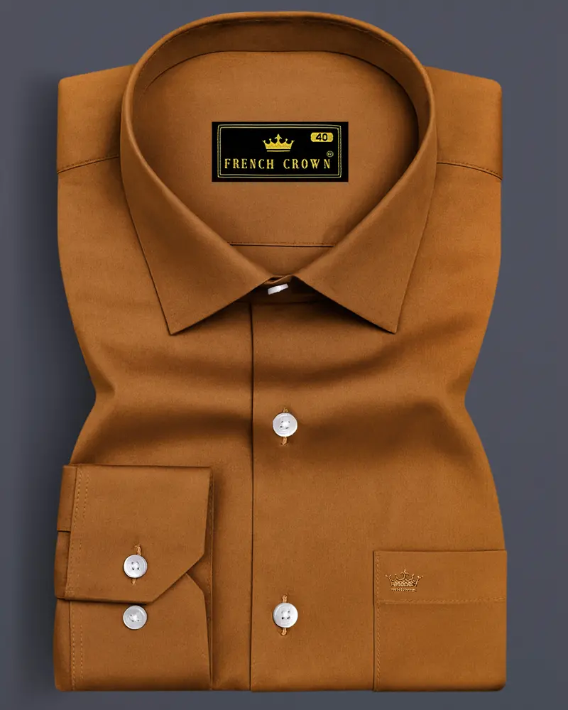 Lustran-Sienna Brown Subtle Sheen Super Soft Premium Cotton Dress Shirt 6