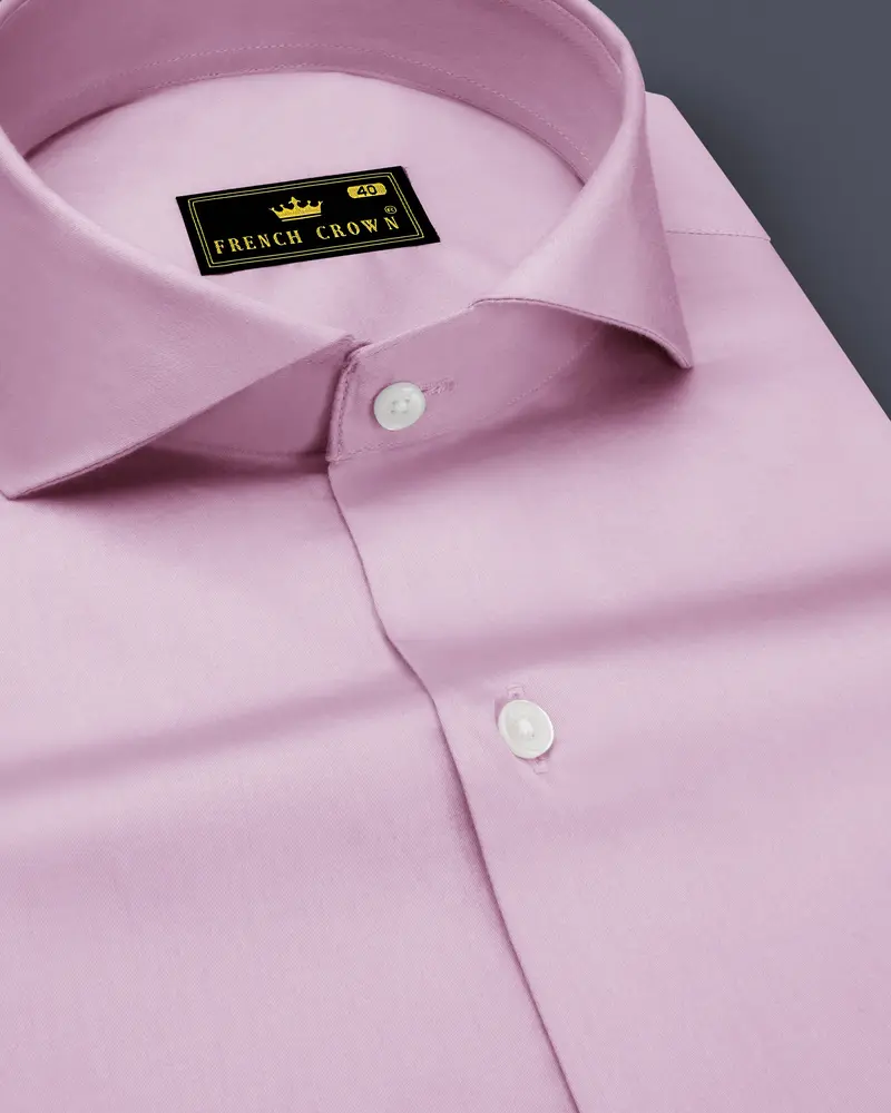Lustraro-Azalea Pink Subtle Sheen Super Soft Premium Cotton Cut Away Collar Dress Shirt 1